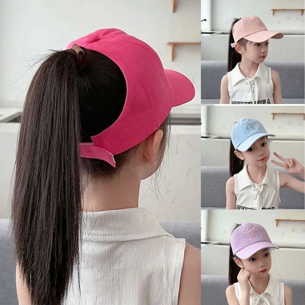 Sweet Bow Baby Girl baseball cap pink and white childrens sun hat high ponytail childrens sun hat adjustable outdoor travel hat new T250121