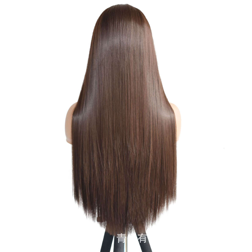 Lace Front Wig Cover T Shape Wig New Matte High Temperature Silk Synthetic Front Lace Headband Mixed Color Long Straight Hair