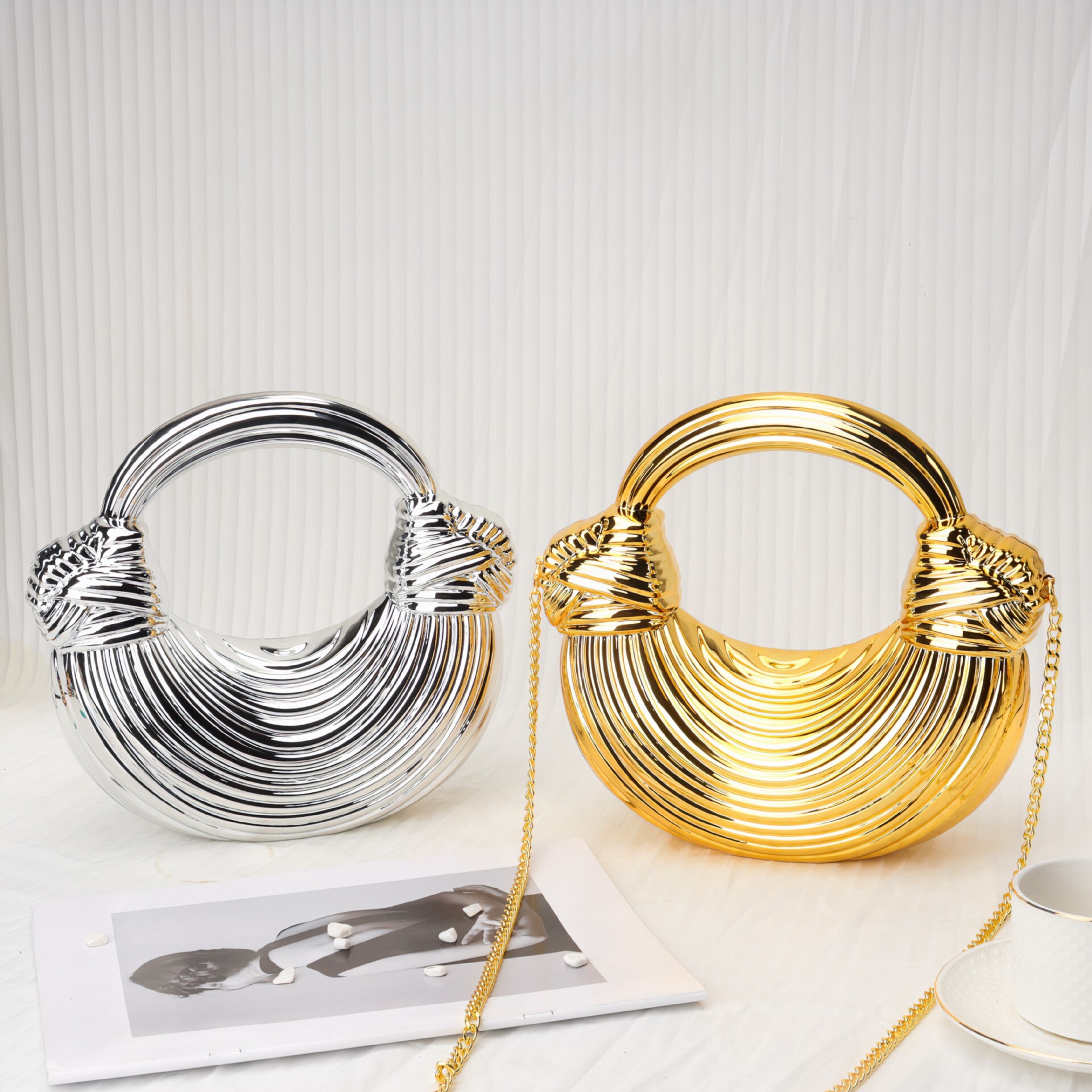Shiny Acrylic New Noodle Knot Rope Dumpling Cloud Handheld Personalized Trendy Single Shoulder Banquet Bun