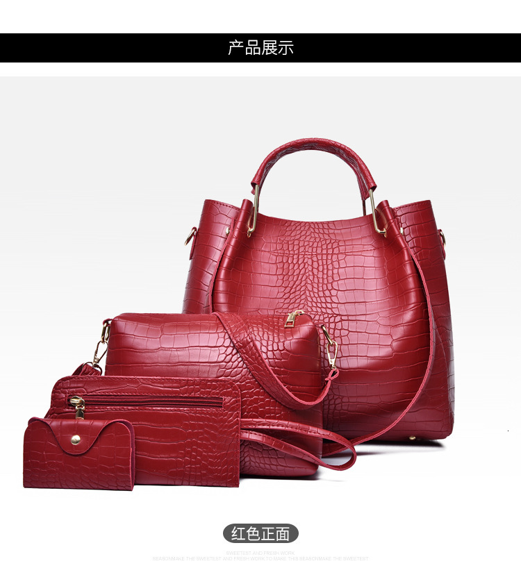 Designer's New Fashionable Mother And Baby Four Piece Set Crocodile Pattern Handbag With Large Capacity Single Shoulder Crossbody Bag