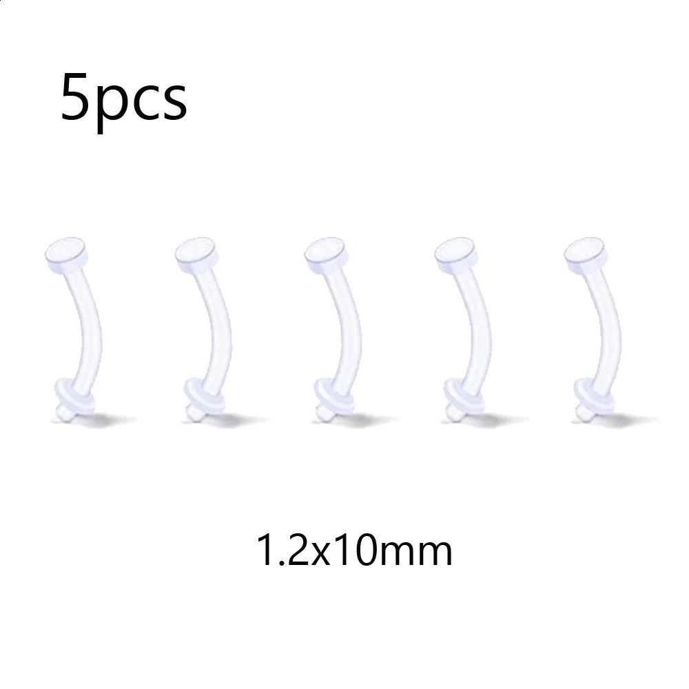 Clear Piercing Retainer Septum Nose Studs Flexible Lip Ear Hoop Tongue Rings Nipple Ring Daith Earrings Plastic Industrial 250110