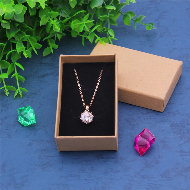 16pcs/lot 5x8 brown kraft box Jewelry Sets Display Box Cardboard Necklace Earrings Ring Box Packaging Gift Box with Black Sponge 250117