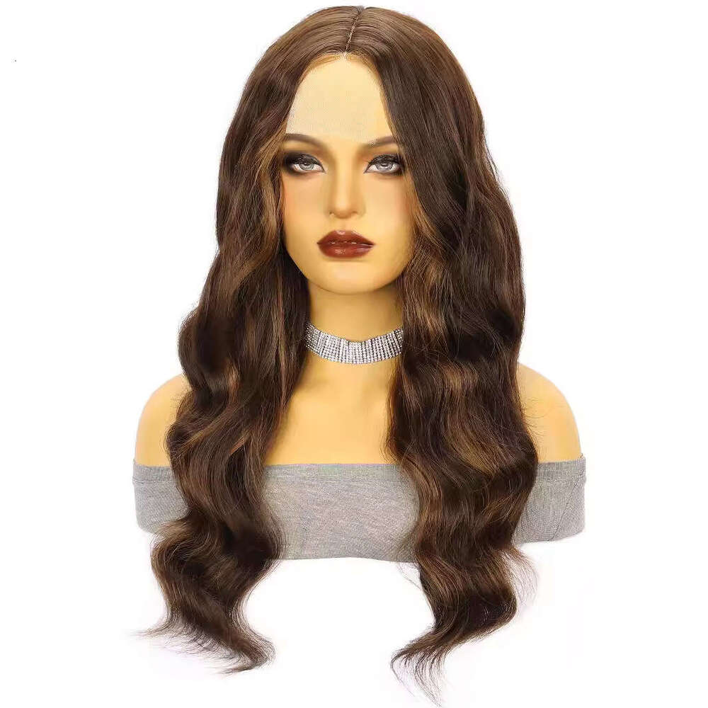Lace Front Wig Cover T Shape New Brown Straight Hair With Big Waves Long Curly Hair Synthetic Front Lace Women S Wig Headband Small Size