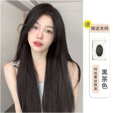 Lace Front Wig Cover T Shape Ruolan Wig Women S Hair With A Split Figure Eight Bangs Lace In Front Natural Fluffy Long Straight Hair Temperament Full 
