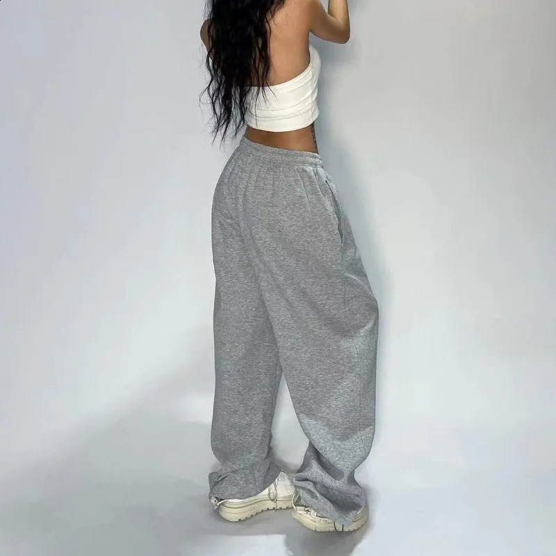 HOUZHOU Casual Gray Sweatpants Women Wide Leg Black Joggers Classic Baggy Streetwear Female Oversized Sports Trousers Allmatch 250108