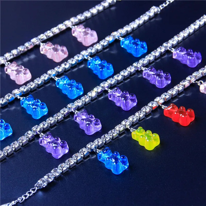 Huitan selling resin bear anklet rhinestone chain fashionable womens anklet foot accessories Western style jewelry 250110