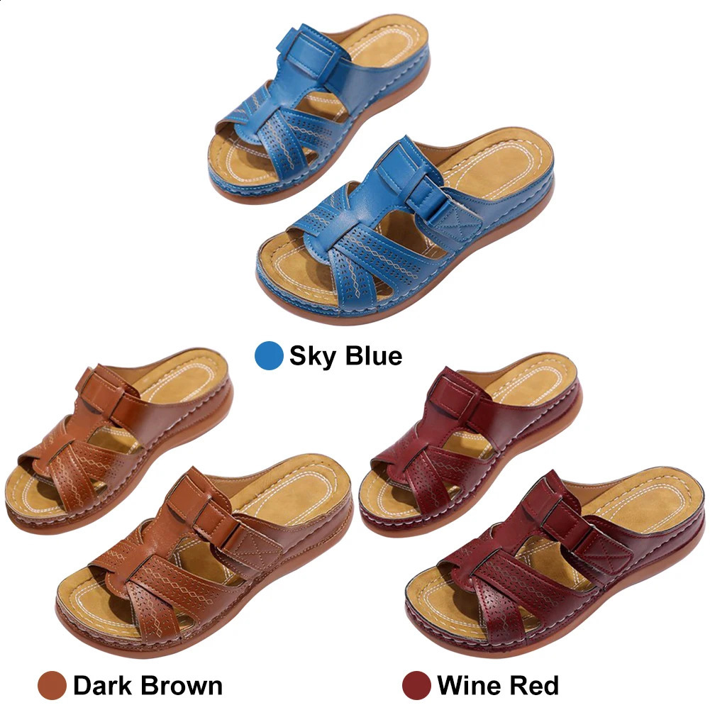 Women Orthopedic Sandals Open Toe Vintage Wedge Summer Beach Slippers AntiSlip Thick Sole for Indoor Outdoor 250117