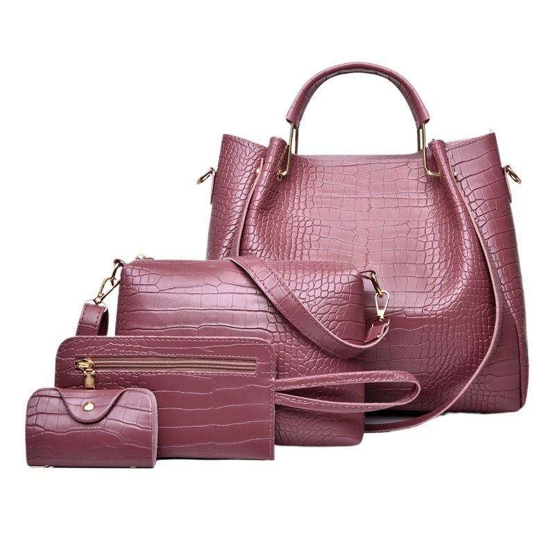 Designer's New Fashionable Mother And Baby Four Piece Set Crocodile Pattern Handbag With Large Capacity Single Shoulder Crossbody Bag
