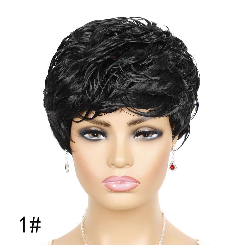 Lace Front Wig Cover T Shape Short Wig Dyed Curly Hair With Colorful Bangs Women S Short Headband