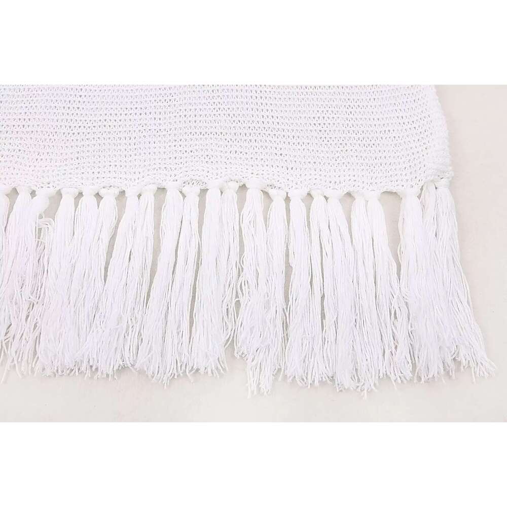 New Beach Cover Ups Hollow Out Knitted Tassel Swimwears Bikini Hook Swimsuit Sunscreen Solid Color Crochet Mujer Beachwear