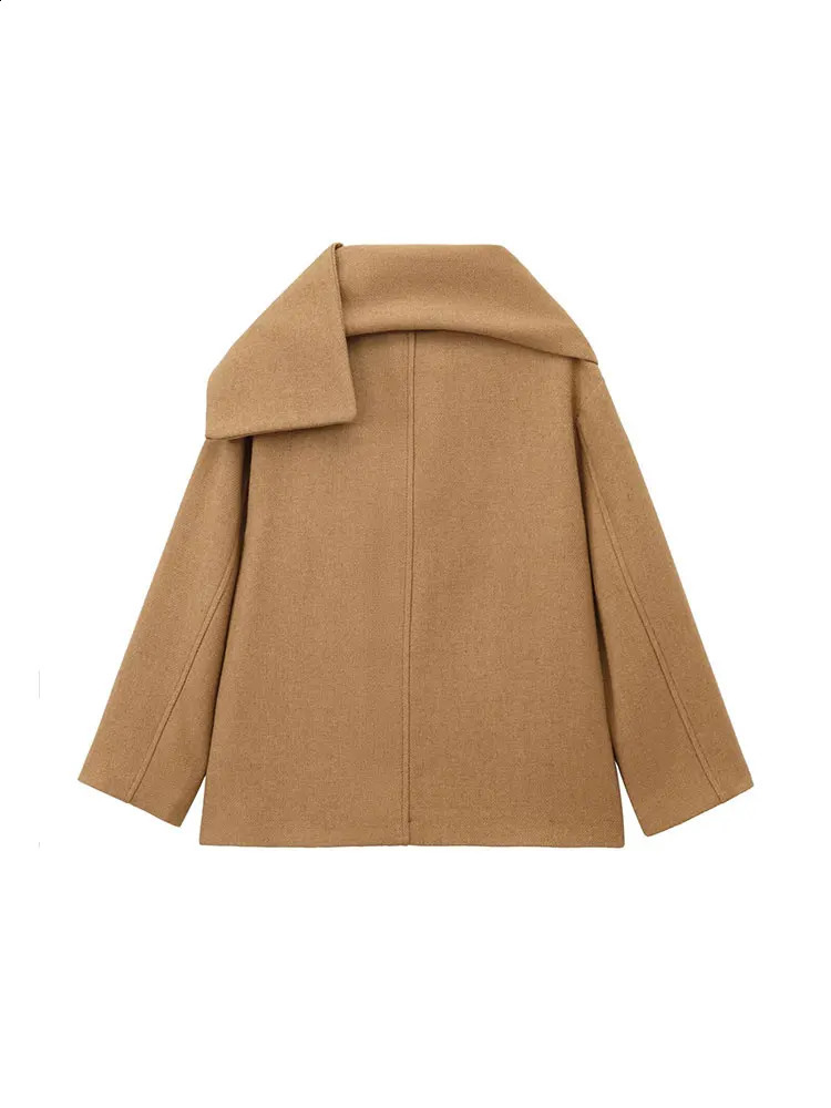 TRAF 2025 Autumn Winter Casual Chic Women Jackets Solid Scarf ONeck Long Sleeve Coats Fashion Jacket Outwear 250113