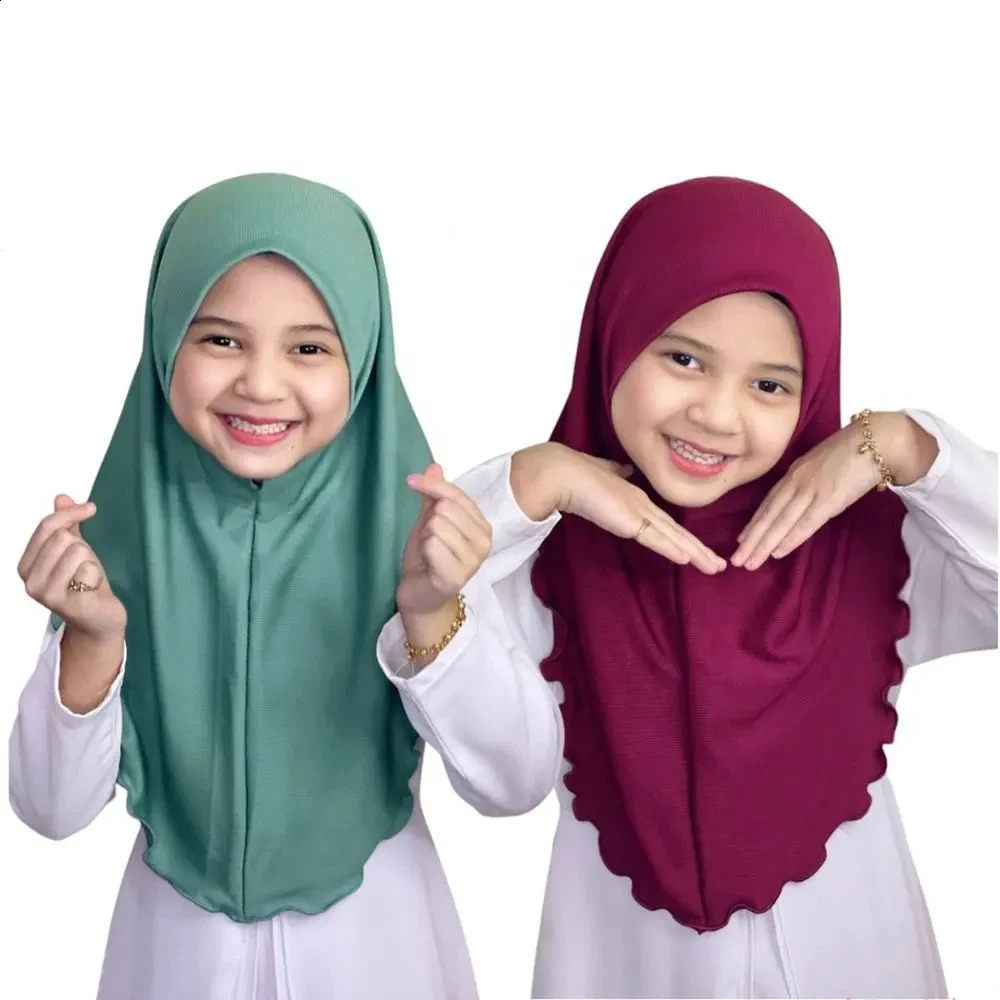 Muslim Hijabs for Kids Girl 7 to 12 years old Islamic Scarf Shawls Soft Stretch Material Malaysia Girl Children Hijabs Wholesale 250121