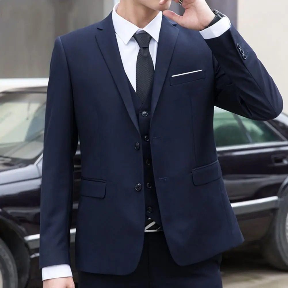 Men Formal Business Suit Coat One Button Black Blue Red Slim Fit Fashion Blazer Jacket Casual Clothing 250115