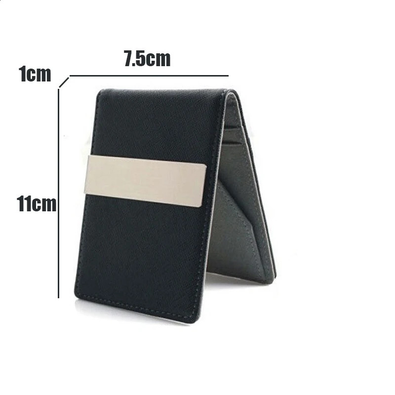 Fashion Mens Leather Money Clips Wallet Multifunctional Thin Man Card Purses Women Metal Clamp for Money Cash Holder 250121