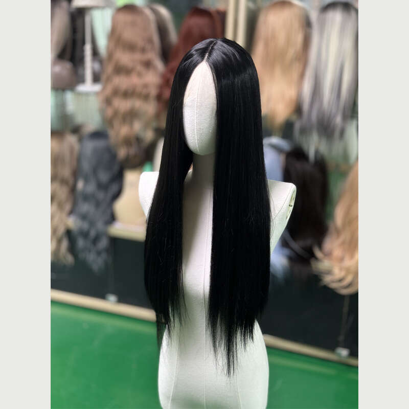 Lace Front Wig Cover T Shape Front Lace Wig Women S Hair Head Cover Natural Simulation Hair Invisible Bangs Black Long Straight Full Top Wig Cover