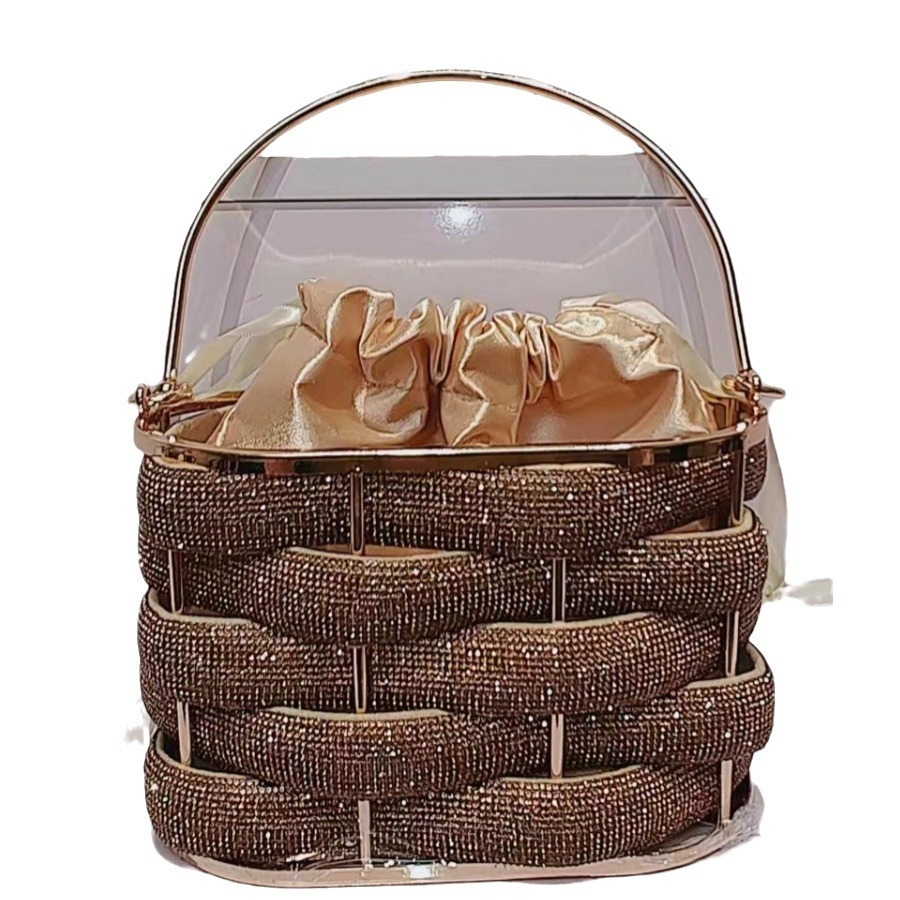 New Product Niche Design: Celebrity Dinner With Sparkling Rhinestone Stripes Wrapped Around Hand-Held Crossbody Women's Bag