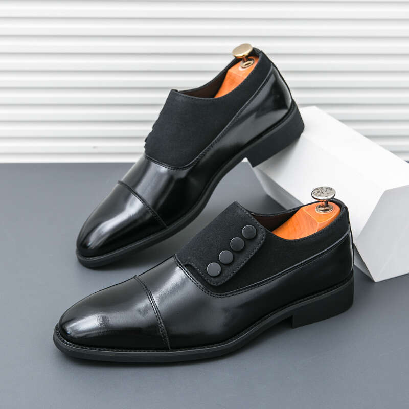 High End Brand Leather Casual Office Men's Business urious Banquet Pointed Toe Shoes for Wedding Brown