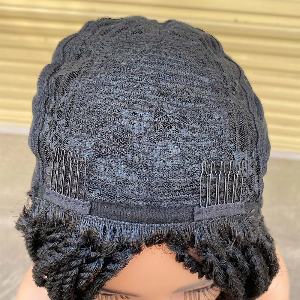 Short Bob Box Braided Wigs For Black Women Heat Resistant Crochet Kinky Twist Braided Wig African Synthetic Braiding Hair Wig 250118