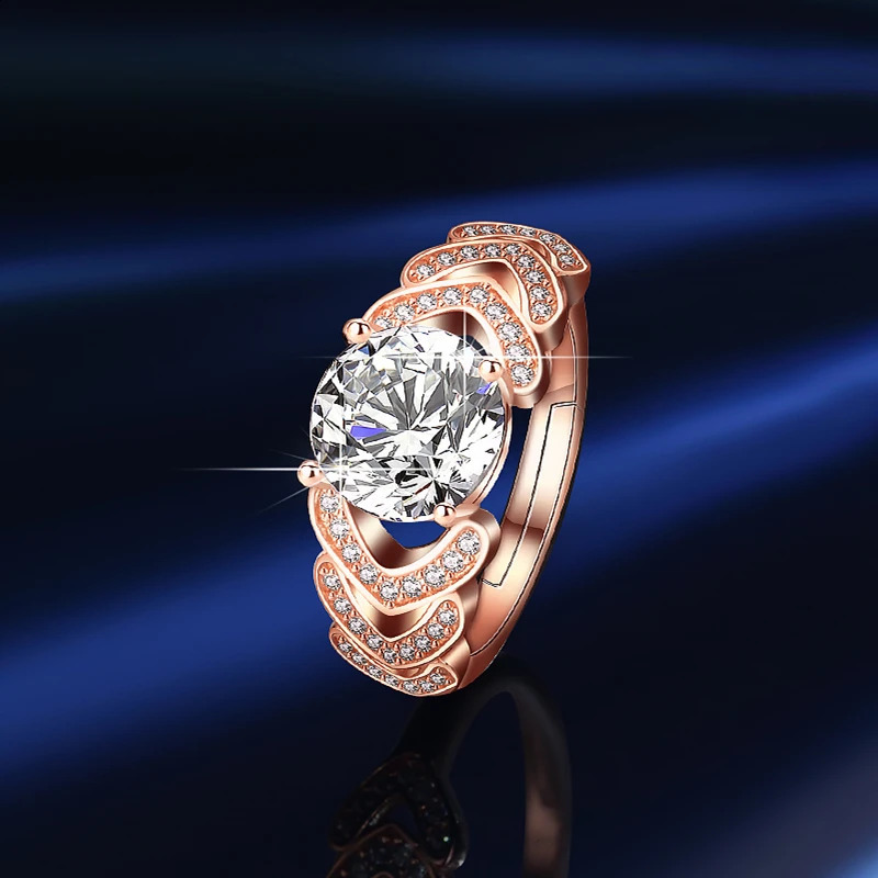 Gra ring two- micro-inlay zircon-plated platinum-plated rose-gold ring Ladys jewelry 250121