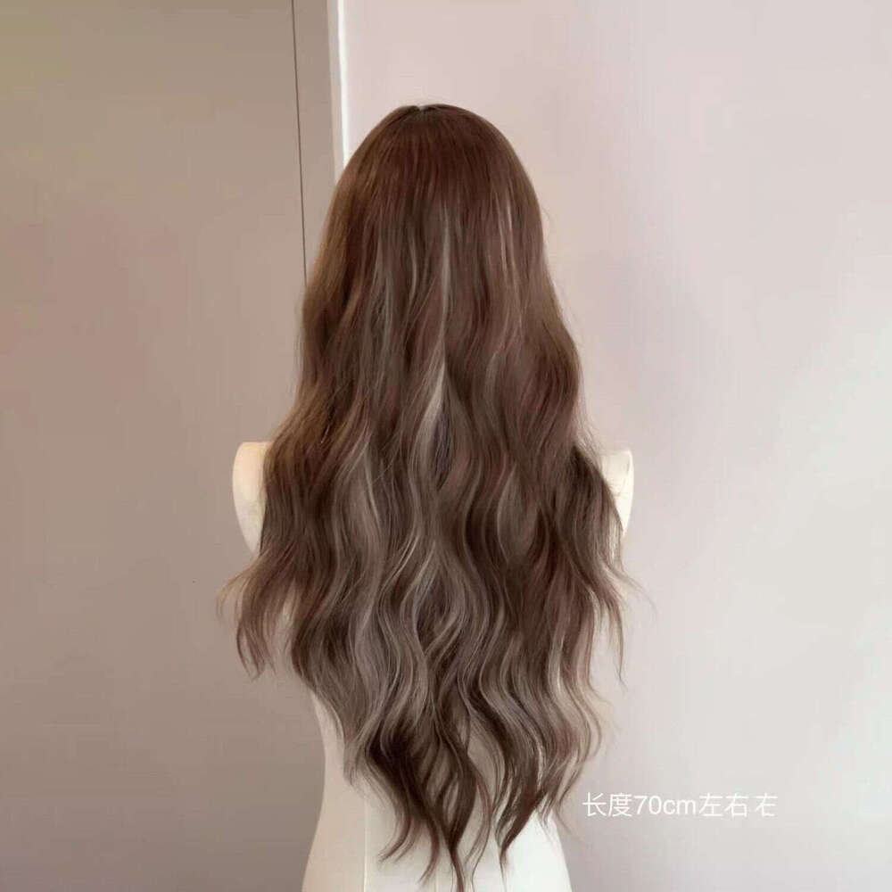 Lace Front Wig Cover T Shape Kuku Princess Small Lace Wig Female Long Curled Grey Gold Pickled Natural Full Head American Asian Hair Set