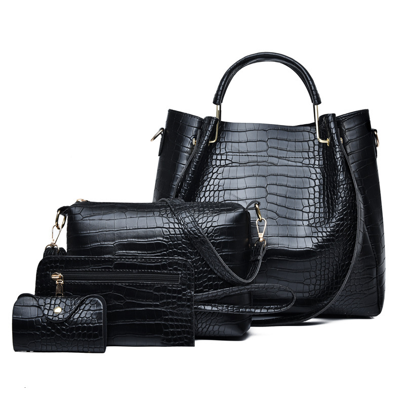 Designer's New Fashionable Mother And Baby Four Piece Set Crocodile Pattern Handbag With Large Capacity Single Shoulder Crossbody Bag