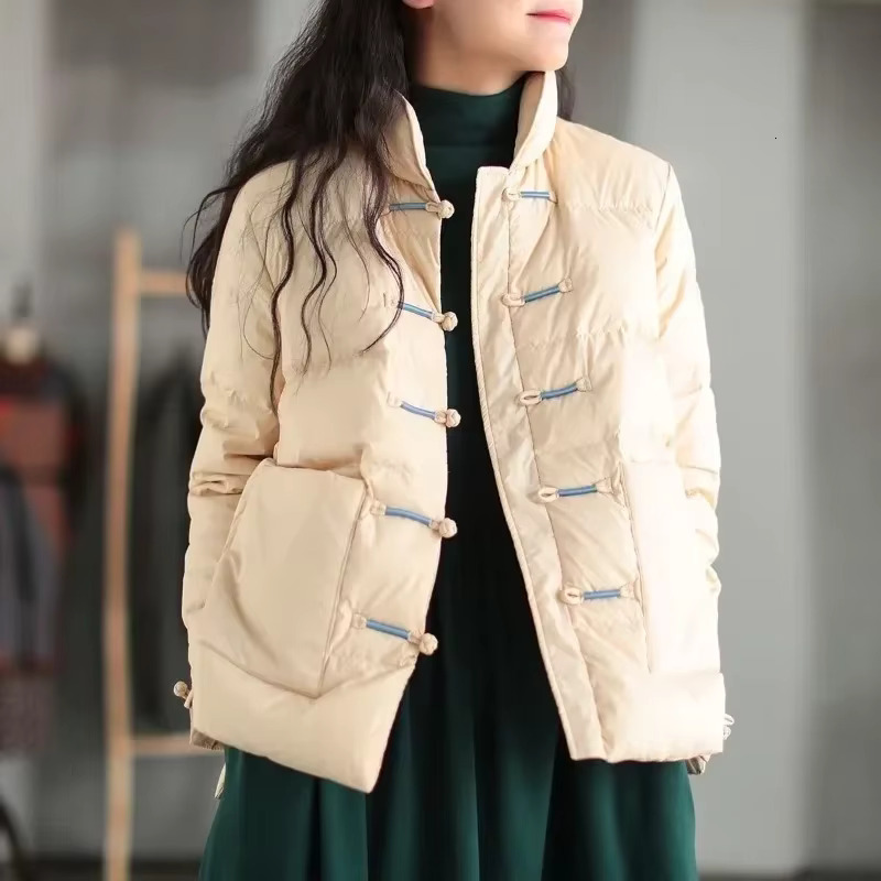 Vintage Single-Breasted Quilted Puffer Jacket Warm Lightweight Parka Windproof Outerwear Winter Clothestrends Coat New