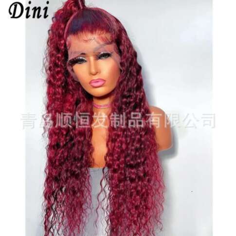 Lace Front Wig Cover T Shape Women S Wig Front Lace Small Curl With Long Curly Hair In The Middle Fashionable Explosive Head Synthetic Fiber Headband