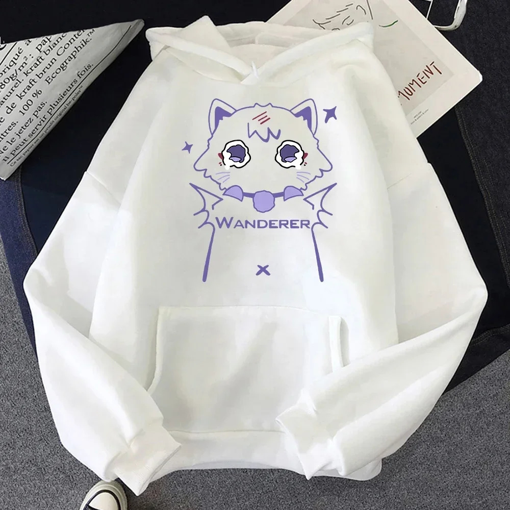 Women Hoodies Korea Cute Cartoon Blue Cat Graphic Pullovers Unisex Autumn Winter Casual Simple Versatile Sweatshirts 250121
