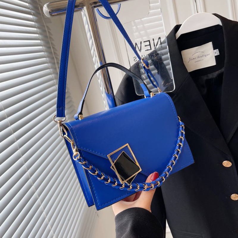 PU Leather Small Square Handbags For Women 2023 Fashion Crossbody Women's Shoulder Chain Buckle Messenger Bag