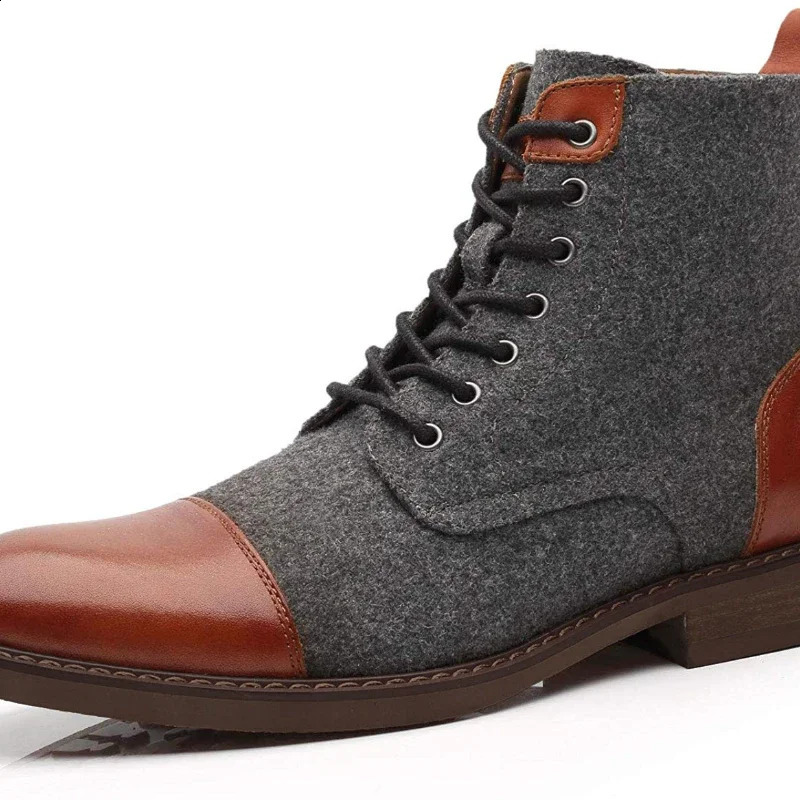 Winter Boots Mens Ankle Boots Warm Leather Casual High Top Mens Sneakers Fashion Plush Warm Thick Sole Ankle Boots 250120