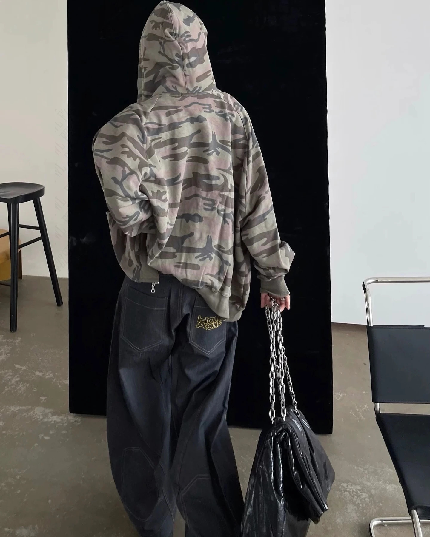 American Subcultures Fashionable Retro Camouflage Diamond Hoodie Women Loose Cardigan Goth Oversized Jacket Y2k Coat emo 250109