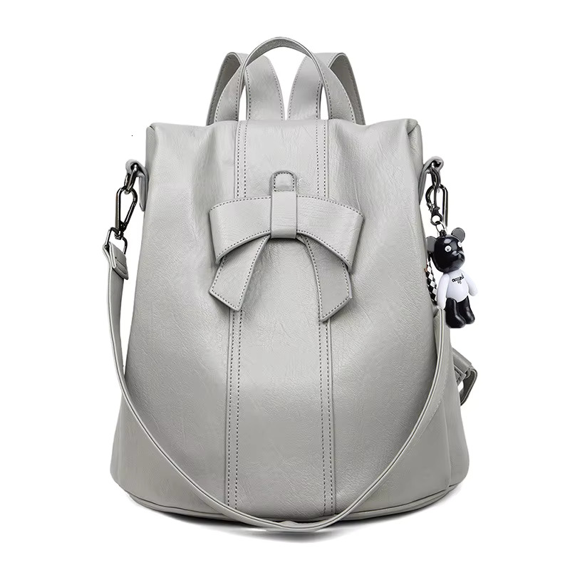 New Fashion Girl School Bag Cute Bow Travel Girl's Backpack High Quality PU Leather Leisure Backpacks
