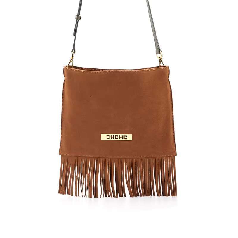 Tassel Design Shoulder Simple Solid Color Classic Style Square Body Women's Crossbody Bag
