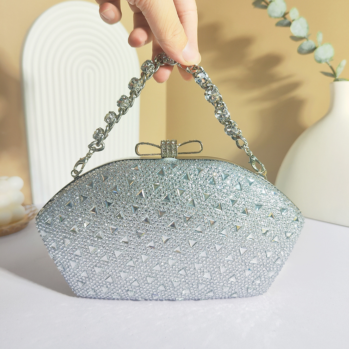 new style New With Alloy Flower Diamond Embedding Dinner Bag, Celebrity Dress, Banquet Handheld Bag For Women