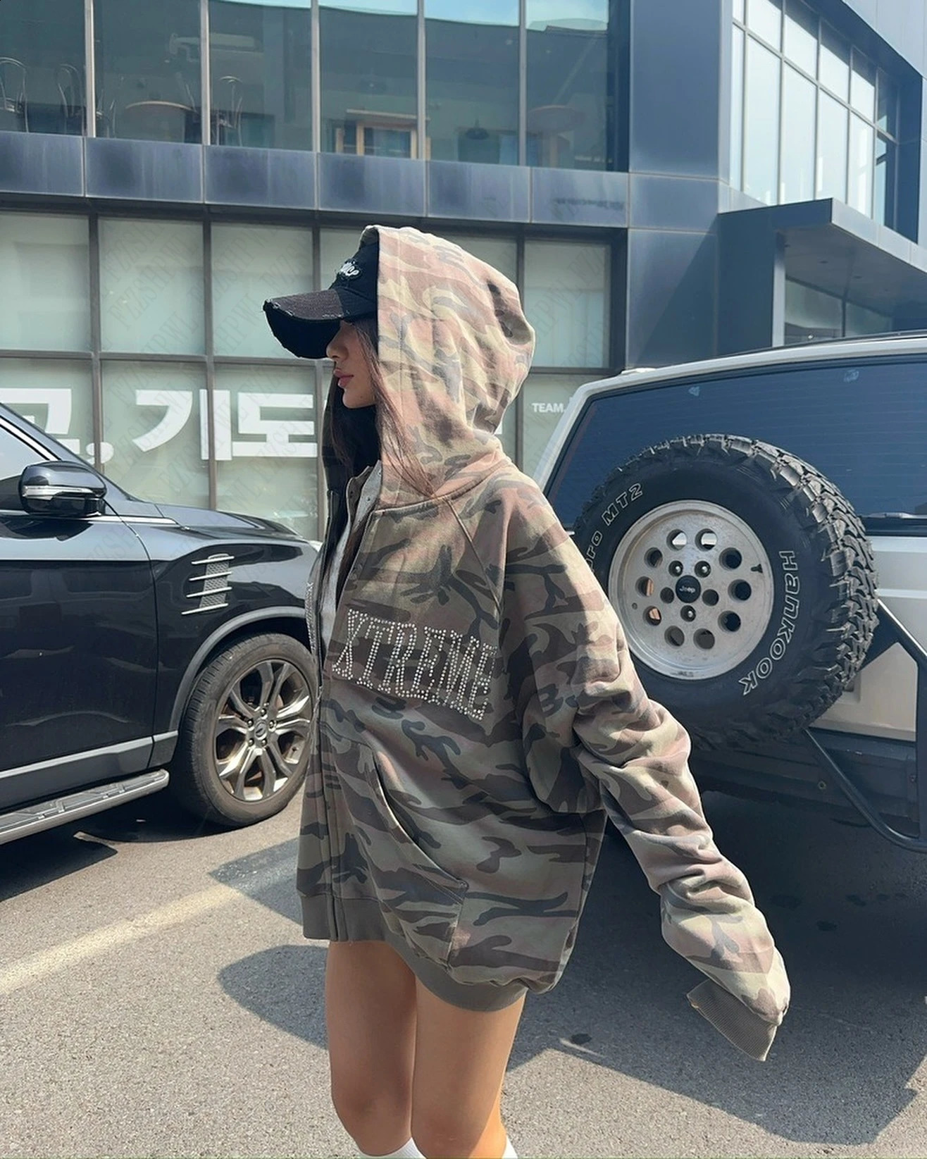American Subcultures Fashionable Retro Camouflage Diamond Hoodie Women Loose Cardigan Goth Oversized Jacket Y2k Coat emo 250109