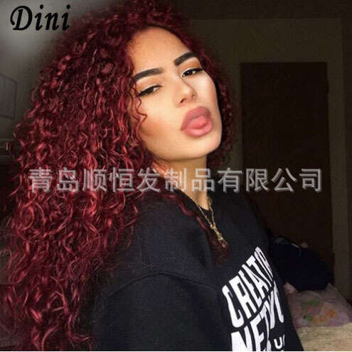 Lace Front Wig Cover T Shape Women S Wig Front Lace Small Curl With Long Curly Hair In The Middle Fashionable Explosive Head Synthetic Fiber Headband