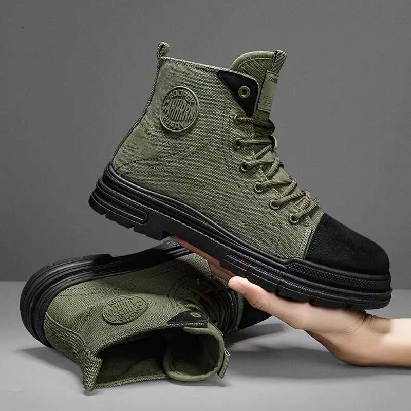 Mens Boots Casual Canvas Shoes Winter Designer Ankle Platform Motorcycle Tactical Cowboy Combat Work Hiking