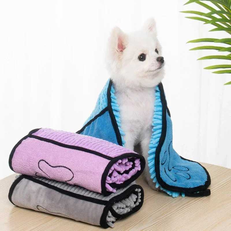 Soft Fiber Absorbent Cat Bath Towel Convenient Pet Cleaning Washcloth Dog Towel Quick Dry Pet Towel Bath Robe Cleaning Supplies M250118