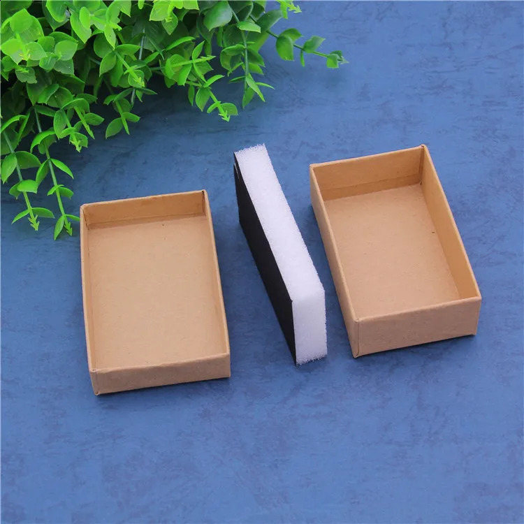 16pcs/lot 5x8 brown kraft box Jewelry Sets Display Box Cardboard Necklace Earrings Ring Box Packaging Gift Box with Black Sponge 250117