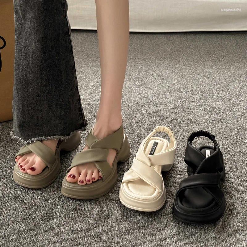 2025 S Fashion Designer Sandals Women S Summer Style Strapless Platform Casual With Thick Sole For Beach Outfits French Dress Roman Shoes