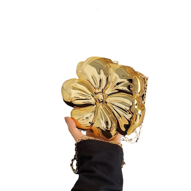 Flower Gold Acrylic Bag For Women New Style New Niche Design, Light Luxury High-End Evening Dress Banquet