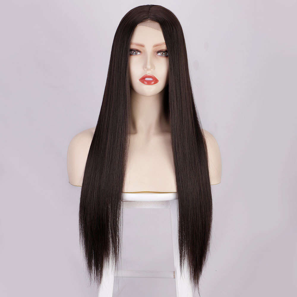 Lace Front Wig Cover T Shape Long Straight Hair Front Chemical Fiber Women S Wig Head Cover Small Lace Wigs