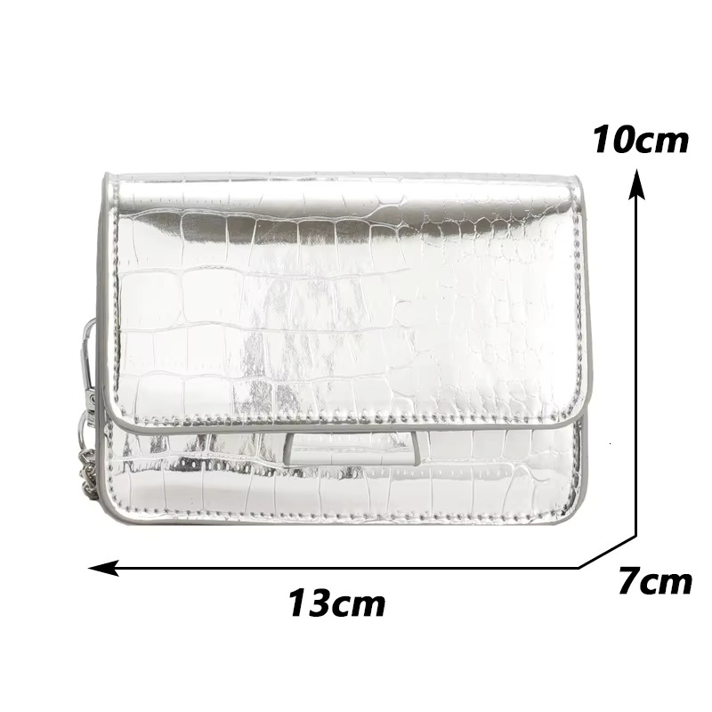 Vintage Women Sier Chic Crossbody Bag Designer Small Shoulder Bags Fashion Gold Mini Square Cute Pu Leather Handbag