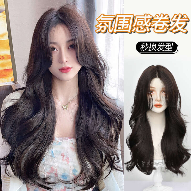Lace Front Wig Cover T Shape Full Hand Woven Front Lace Long Curly Straight Hair Full Head Cover Wig Tiktok Live Broadcast