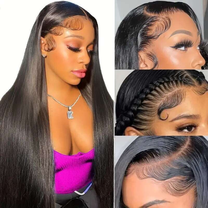 Lace Front Wig Cover T Shape Ladies Fashionable Wig Hot Selling Front Lace Mid Split Long Straight Synthetic Headband