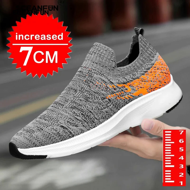 Lift Man Sneakers Summer Elevator Shoes Height Increase Shoes for Men Mesh Light Breathable 7CM Slip-on Casual Heightening 250113