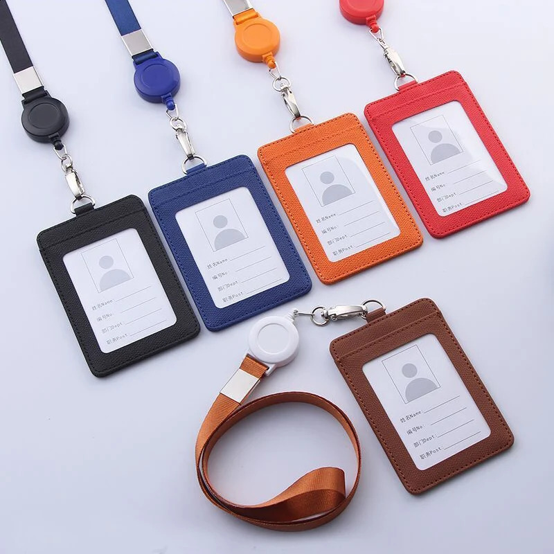 Multifunctional Retractable Lanyard Card Holder PU Badges Set For ID Name Card Business Name Tag Student ID Card Neck Rope 250120