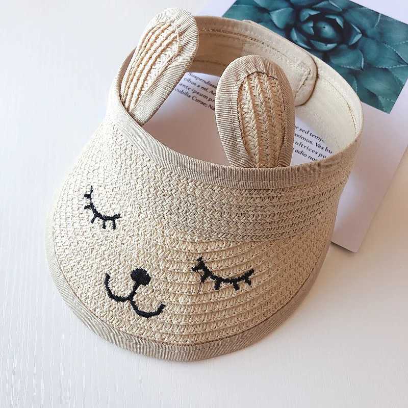 New Bunny Baby Hat Summer Straw Folding Visor Baby Cap Cute Adjustable Kids Sun Hat for Boys Girls Child Cap 1 PC M250121