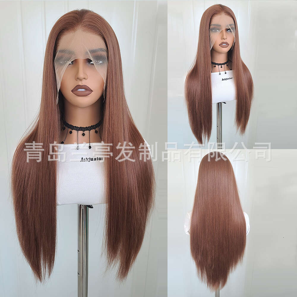 Lace Front Wig Cover T Shape Hot Selling X Large Hand Woven Synthetic Fiber Front Lace Wig Headband With Colorful Long Straight Hair