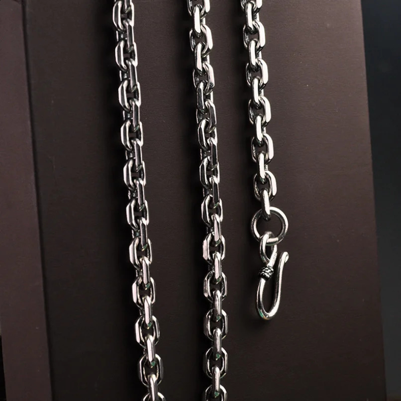 Real Silver S925 Pure silver Clasic Round Chain Necklace For Men Male 925 Sterling Silver Necklace Women Thai Silver Chain 250120
